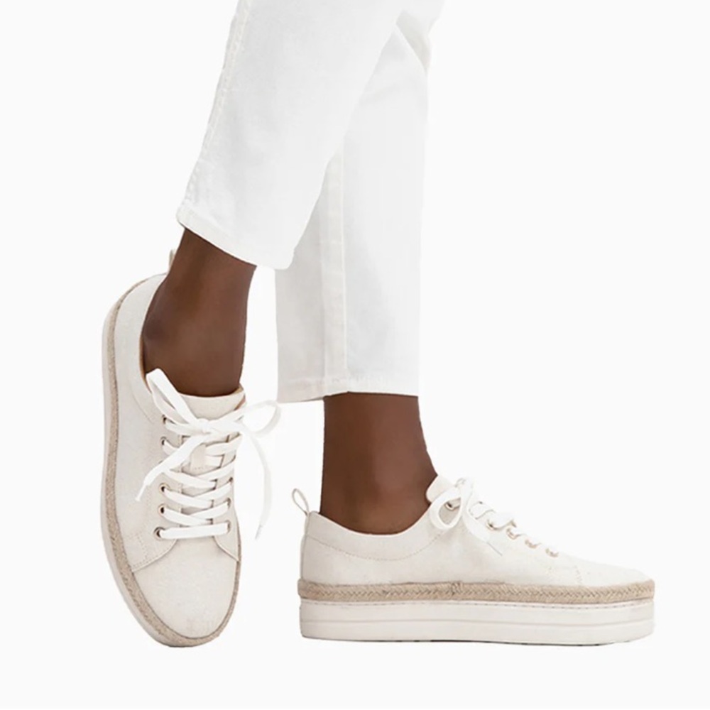 Jack Roger’s Mia Sneaker Women's Cream Canvas Platform Shoes Size 7